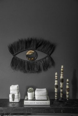 Miroir en Fibre Naturelle Noire Modèle: BLACK EYE